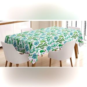 Ambesonne - Mint Blue Cactus Tablecloth